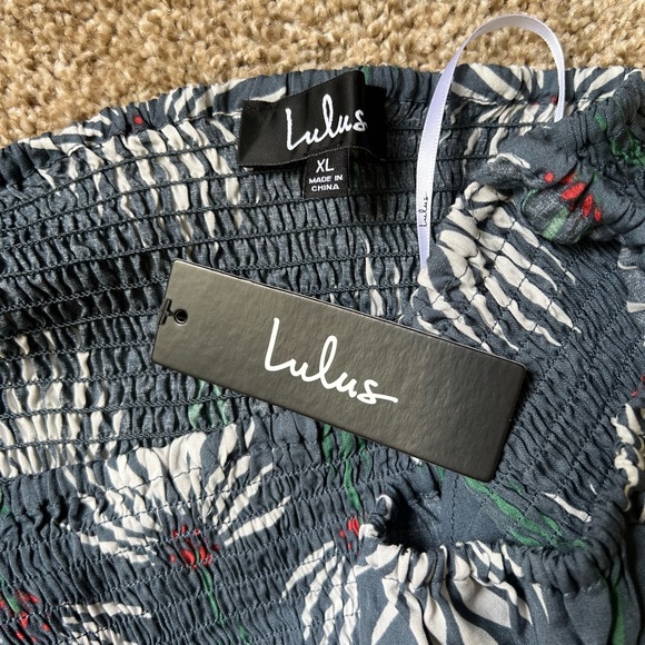 Lulu’s Blue Floral Smocked Crop Top w/ Ruffles - Picture 3 of 5